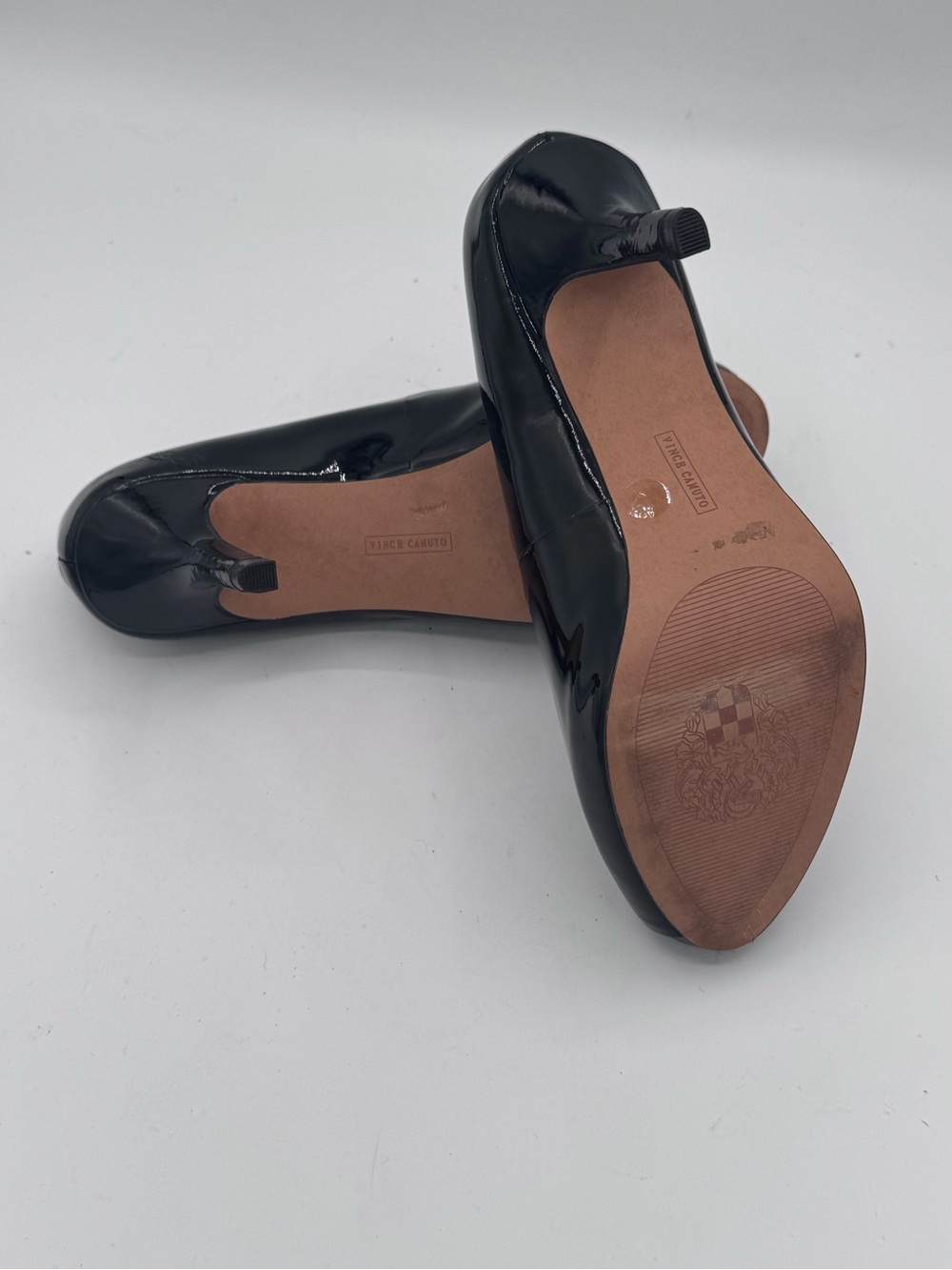 Vince Camuto Black Patent Peep-Toe Heels - Picture 6 of 8